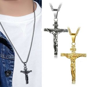 Men's Stainless Steel Crucifix Cross Jesus Pendant